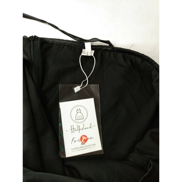 Halfisland Women's  CowlNeck Black Dress Spaghetti Strap Ruched On Front Size L - Picture 4 of 5